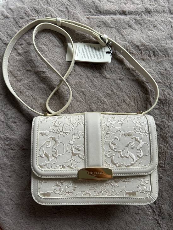 Ted Baker Handbags - Ted Baker Cream Floral Embroidered Crossbody with Gold Hardware